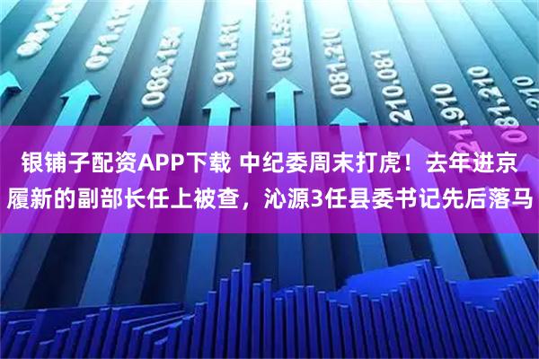 银铺子配资APP下载 中纪委周末打虎！去年进京履新的副部长任上被查，沁源3任县委书记先后落马